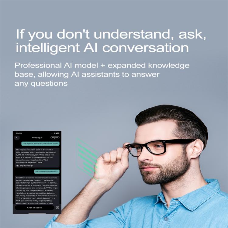 VibraTalk™ W100 Smart Glasses – AI Translation, Conversation & Bluetooth Audio
